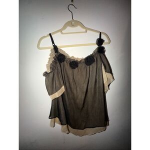 Twelve by twelve tan and black womens blouse